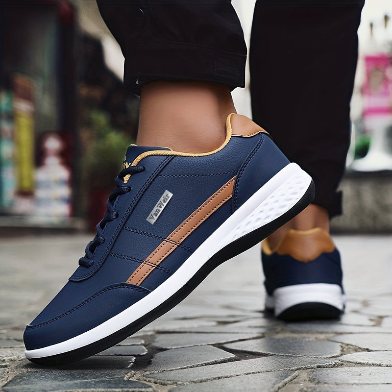Ténis de renda com riscas para homem, sapatos casuais de caminhada ao ar livre 2T