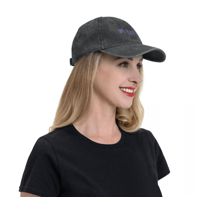 2025 Novo boné de basebol de poliéster para casal - "Estou nervoso :(" Design gráfico engraçado, chapéu leve de marca de luxo para mulheres e homens, com fecho de fivela, estilo urbano, presente de aniversário|gorro -1A