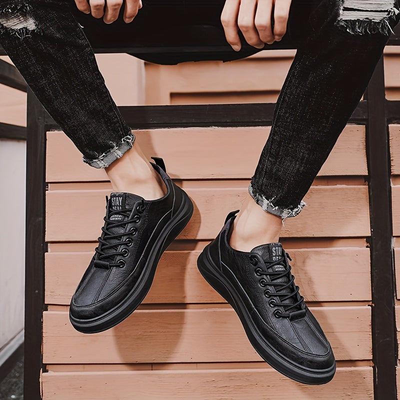 Sapatos desportivos casuais para homem, cor sólida, para todas as estações, de cano baixo, bico redondo, parte superior e forro em tecido sintético, sola de borracha, palmilha em EVA, fecho com elástico, uso diário-2T