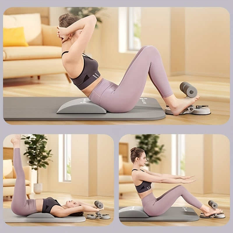 Barra de apoio portátil com 2 ventosas fortes e suporte de pé ajustável - Equipamento de treino de abdominais com corda de tensão para treino de abdominais, núcleo, braços e pernas - Equipamento de ginásio doméstico -2T