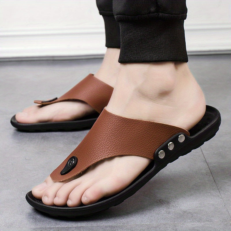 Chinelos de praia para homem verão Roma Chinelos de praia Sandálias Confortável T-Strap Open Toe Chinelos Homem-2T