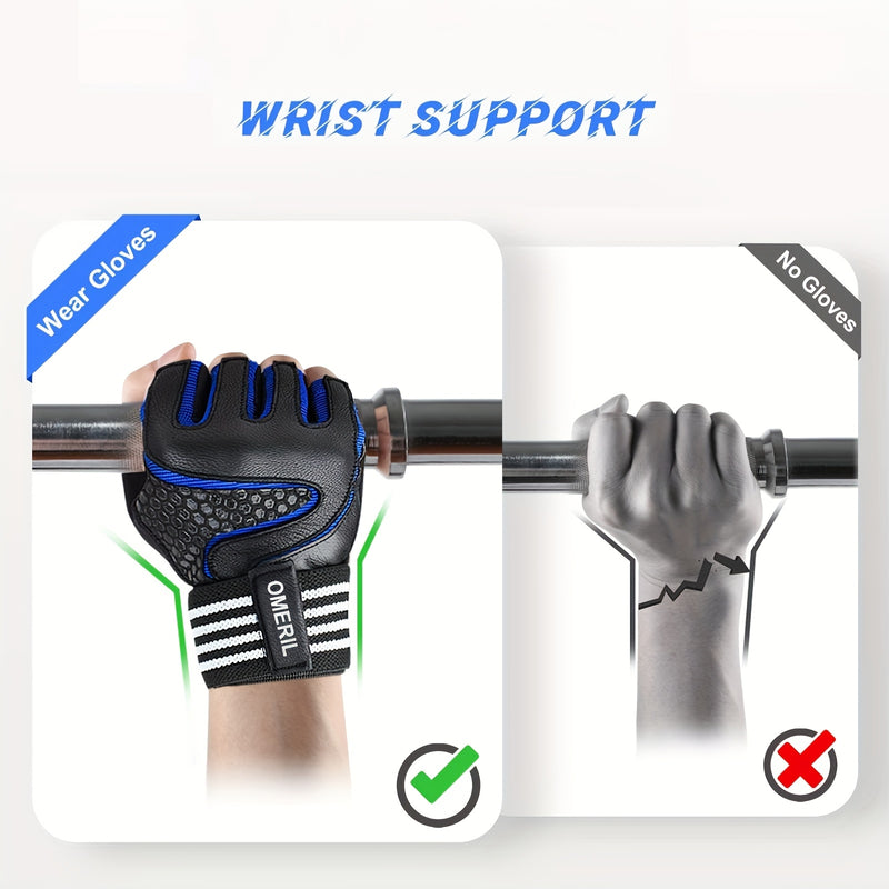 1 par de luvas de fitness resistentes ao desgaste, adequadas para homens e mulheres, cobertura total da palma da mão, adequadas para levantamento de pesos, treino, fitness, suspensão, pull-up, luvas desportivas confortávei-2T