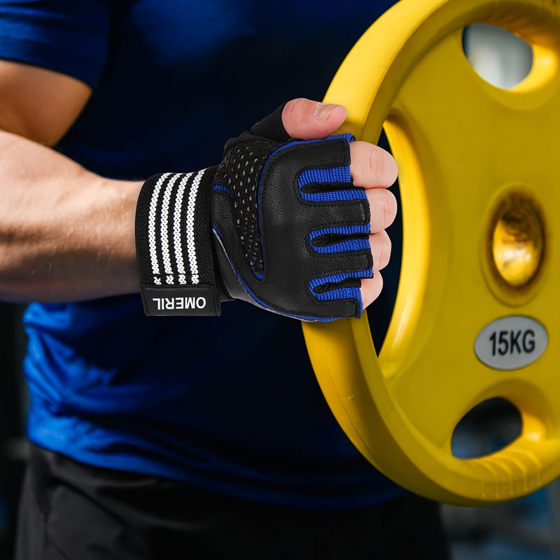 1 par de luvas de fitness resistentes ao desgaste, adequadas para homens e mulheres, cobertura total da palma da mão, adequadas para levantamento de pesos, treino, fitness, suspensão, pull-up, luvas desportivas confortávei-2T
