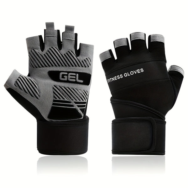 1 par de luvas de halterofilismo para homem - preto, malha de poliéster, luvas de ginásio respiráveis e duradouras para flexões e exercícios, equipamento de ginásio | equipamento de fitness com estilo | textura de malha-2T