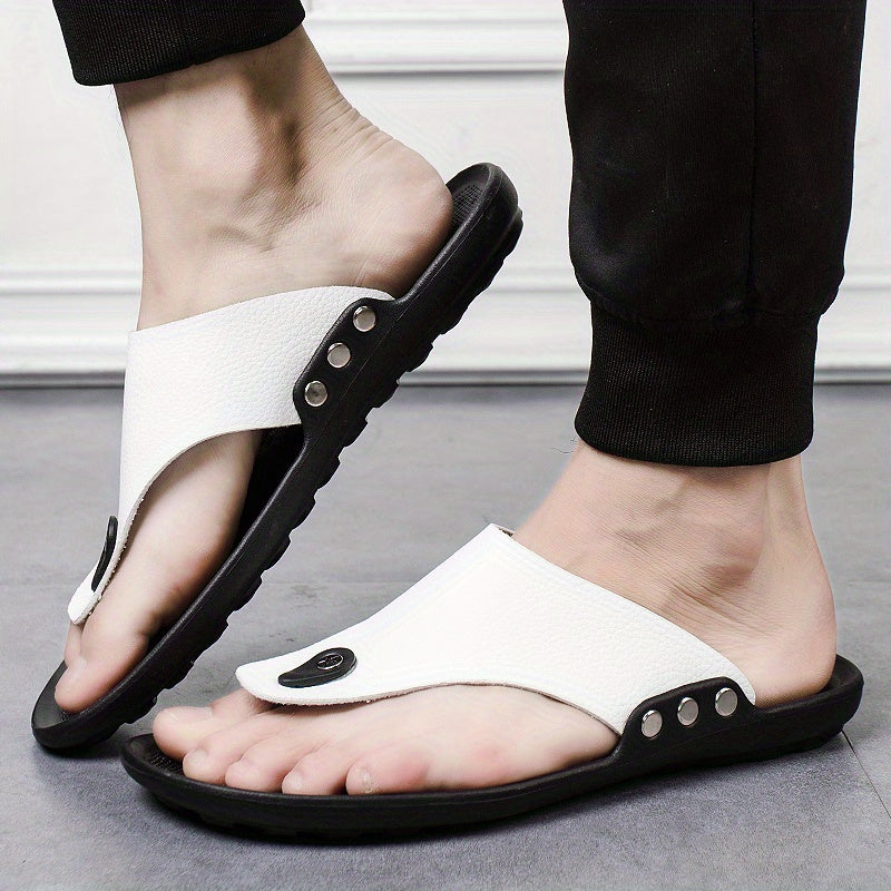 Chinelos de praia para homem verão Roma Chinelos de praia Sandálias Confortável T-Strap Open Toe Chinelos Homem-2T