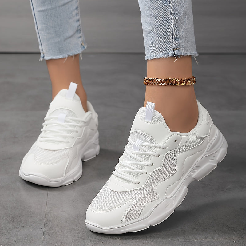 Novo calçado desportivo feminino de tamanho grande com sola macia e absorvente de choque, calçado desportivo de malha respirável na primavera e no outono. A sola tem um elevado conforto de ressalto, sapatos de viagem casua -2T