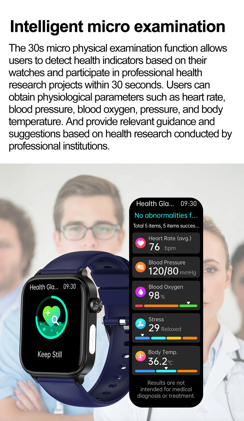 Smart Smartwatch Medical Grade ECG + PPG Açúcar no Sangue Lipídios, Ácido Úrico Saúde Menstrual - 1A