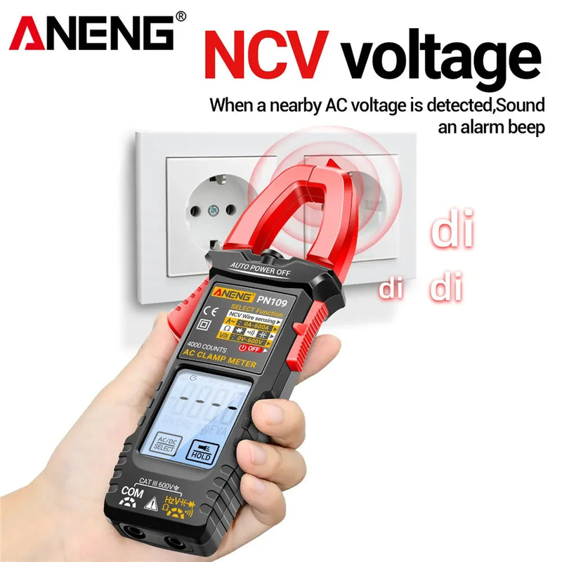 Amperímetro AC/DC ANENG PN109 4000Testador de tensão Carro Amp Hz NCV Teste Ohm -1A