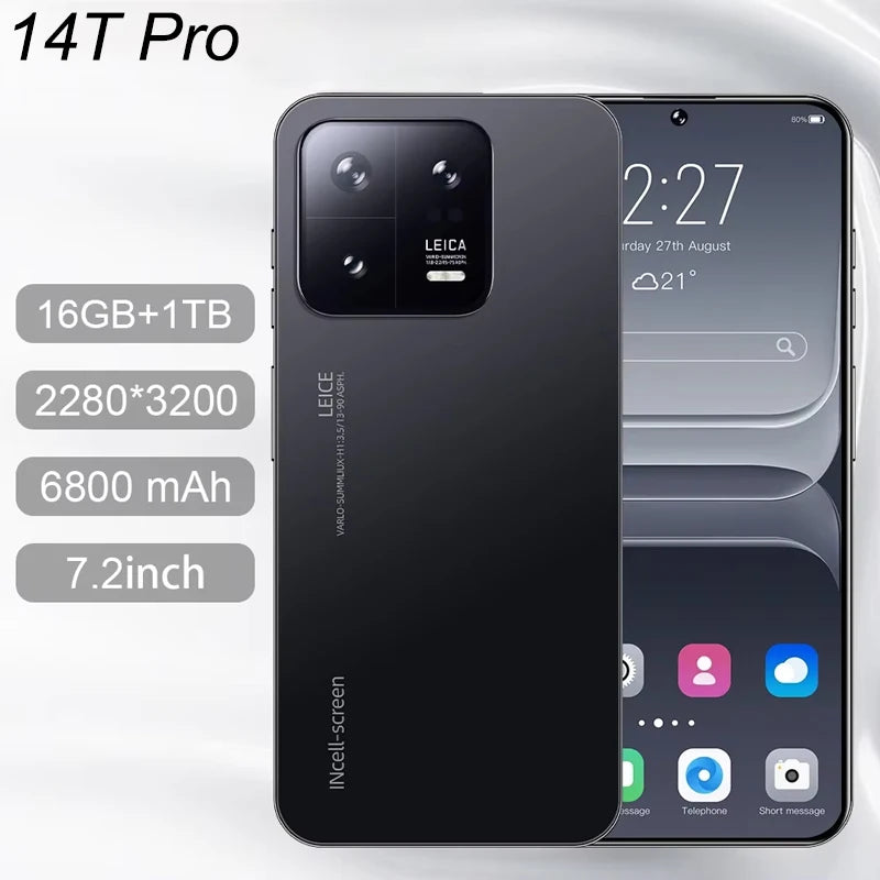 Versão global do smartphone 14T Pro 22GB+2TB 7,3 polegadas 6800mAh 4G 5G Dual SIM Celular 108MP Cam 10 Core Chip Super Game Phones-1A