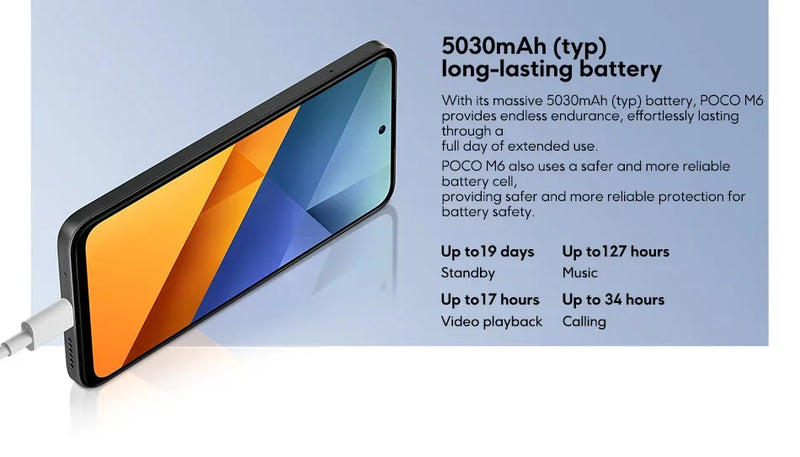 Versão global do smartphone POCO M6 4G Câmera de 108MP Helio G91 Ultra Tela de 6,79" 90Hz Bateria de 5030mAh Carregamento rápido de 33W-1A