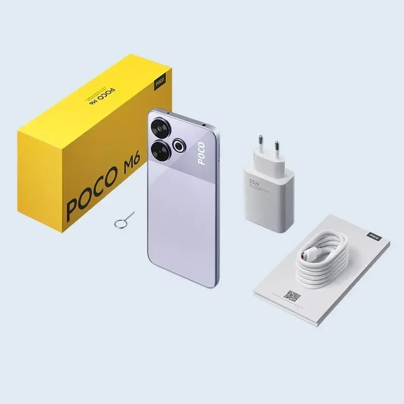 Versão global do smartphone POCO M6 4G Câmera de 108MP Helio G91 Ultra Tela de 6,79" 90Hz Bateria de 5030mAh Carregamento rápido de 33W-1A