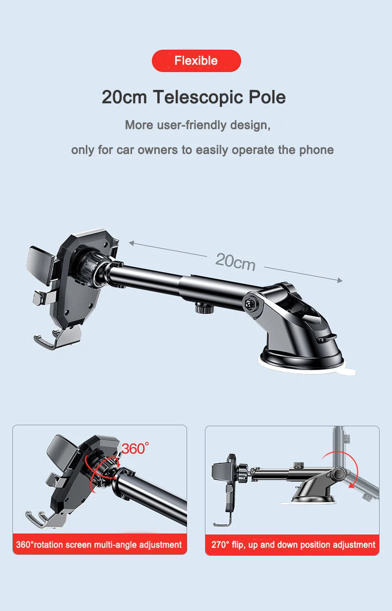 Suporte de telefone para carro ajustável  Suporte de celular para iPhone15 Xiaomi GPS - 1A