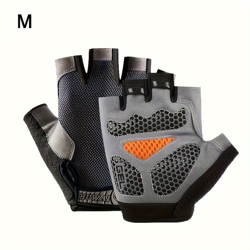 1 par de luvas de fitness de silicone com meio dedo - Luvas de treino duráveis e antiderrapantes com fita ajustável com fecho de velcro, malha respirável e pulseira de apoio, ideais para ginásio e actividades ao ar livre-2T