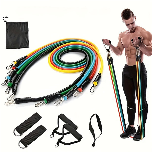 Conjunto de bandas de resistência 11pcs com âncora de porta - Kit de treino versátil para a parte superior do corpo, cordas de fitness ABS empilháveis para treino de força-2T