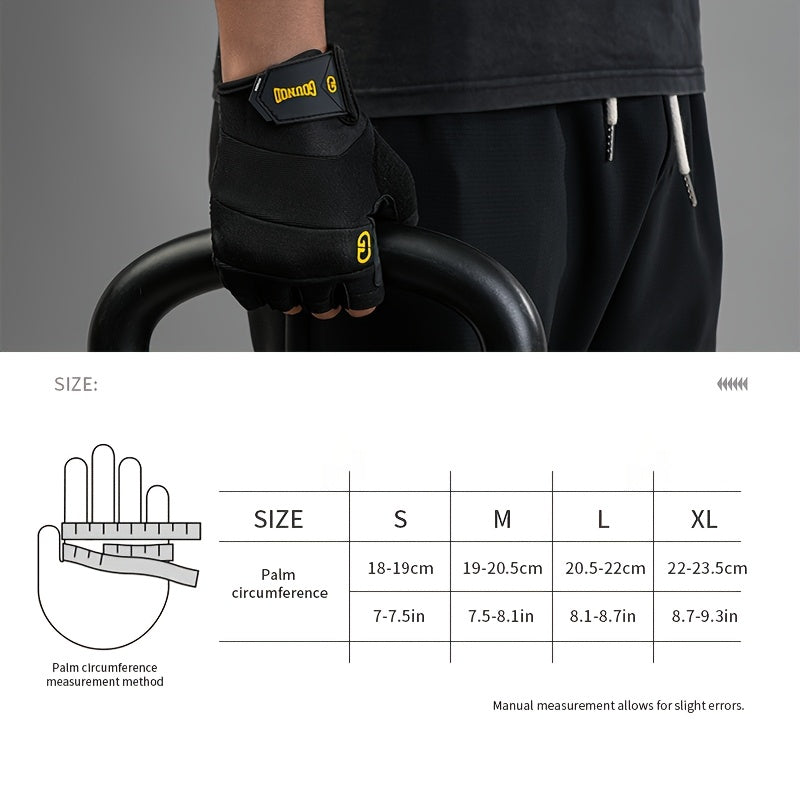 1Pair GOUNOD Luvas de halterofilismo respiráveis e antideslizantes para meio dedo, pretas, duráveis, proteção para o exercício físico de ciclismo de mão, poliéster (fibra de poliéster), tecido de malha-2T
