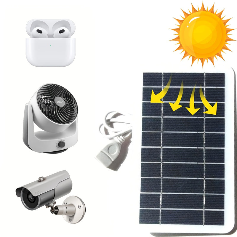 Carregador solar portátil de 1 unidade com saída USB para utilização no exterior, adequado para viagens e campismo, carregamento de telemóveis, lanterna, ventoinha-2T